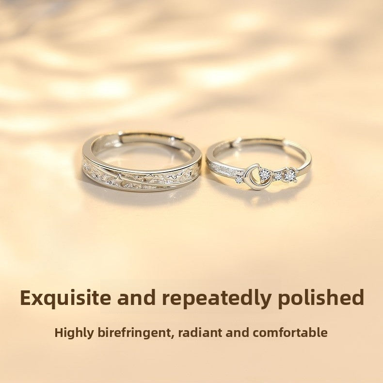 Couple Star Rings Made Of Copper With Zircon Inlay, Available As 1 Pair