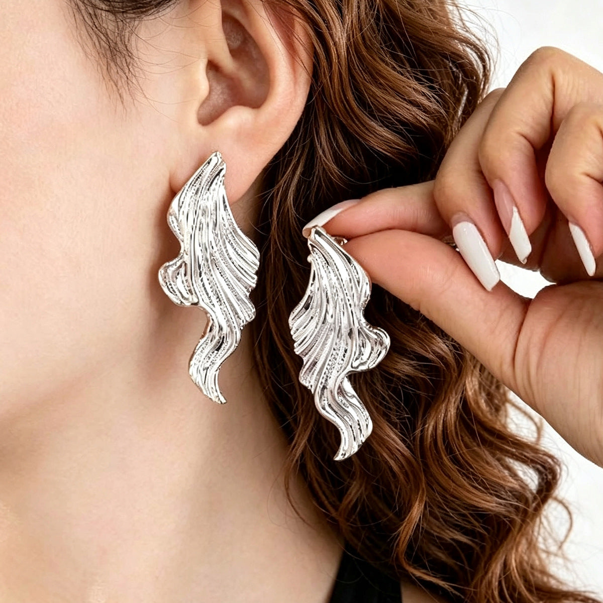 Exaggerated Leaf Earrings In Gold Featuring Electroplated Finish With 304 Stainless Steel Posts For Women
