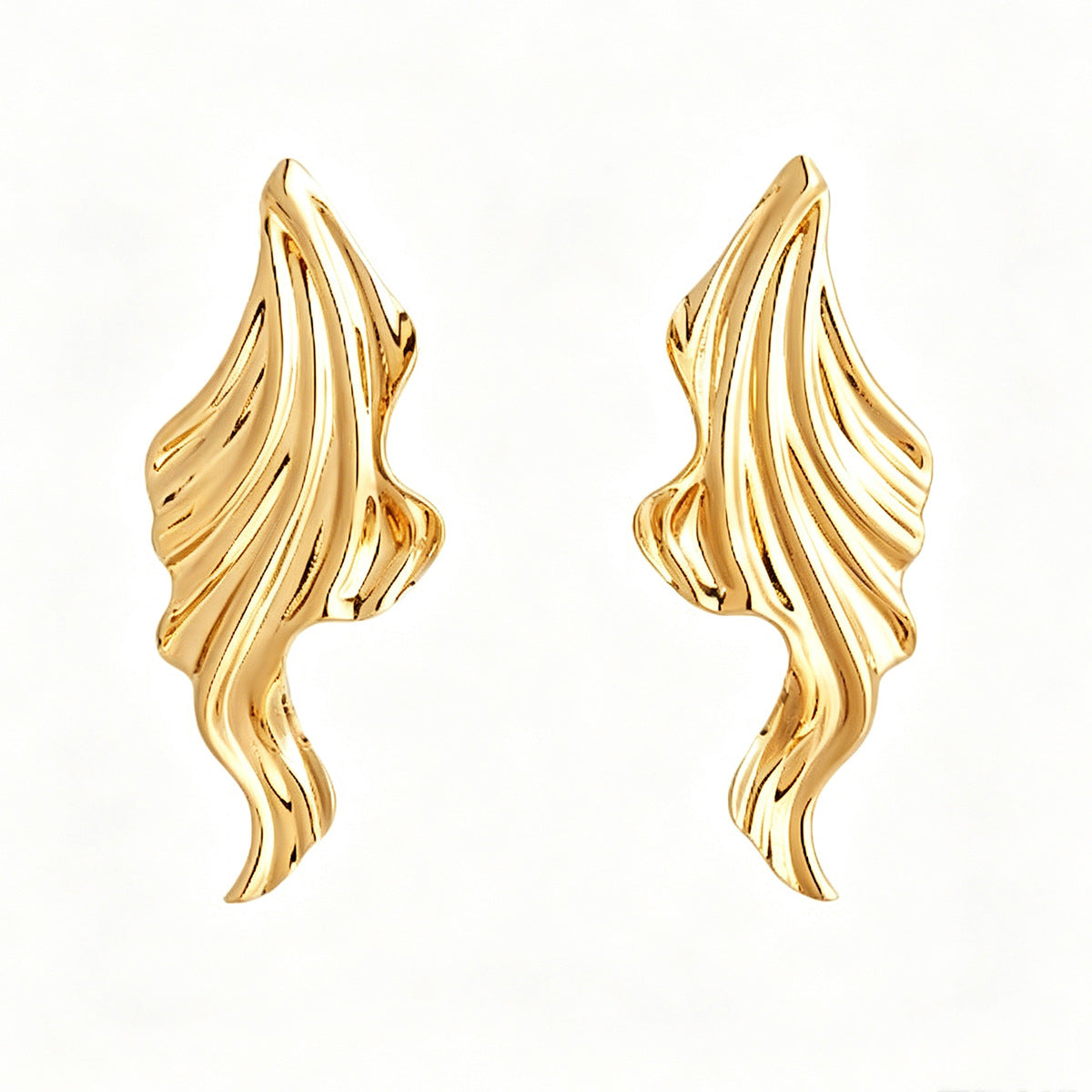 Exaggerated Leaf Earrings In Gold Featuring Electroplated Finish With 304 Stainless Steel Posts For Women