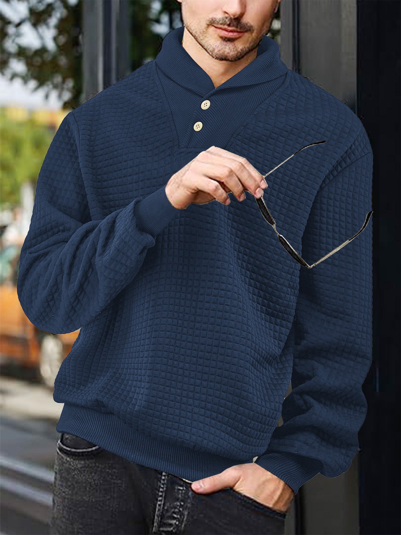 Men's Casual White Plaid Long Sleeve Hoodie In Polyester Fabric