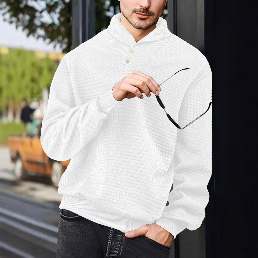 Men's Casual White Plaid Long Sleeve Hoodie In Polyester Fabric