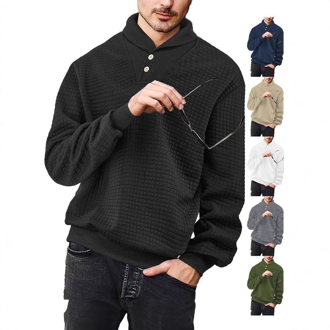 Men's Casual White Plaid Long Sleeve Hoodie In Polyester Fabric