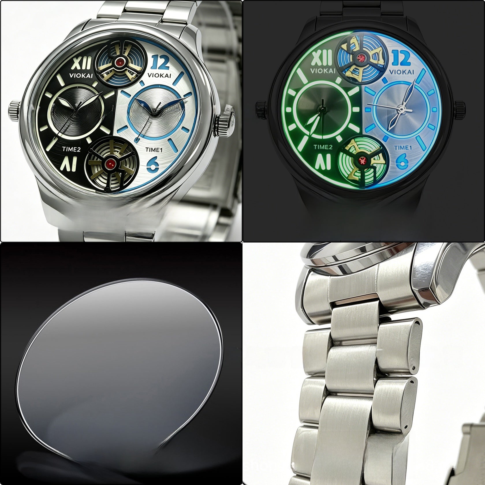 Men's Quartz Watch With Steel Belt Strap, Round Dial, Tempered Glass Mirror, Pointer Display, And Single Folding Buckle
