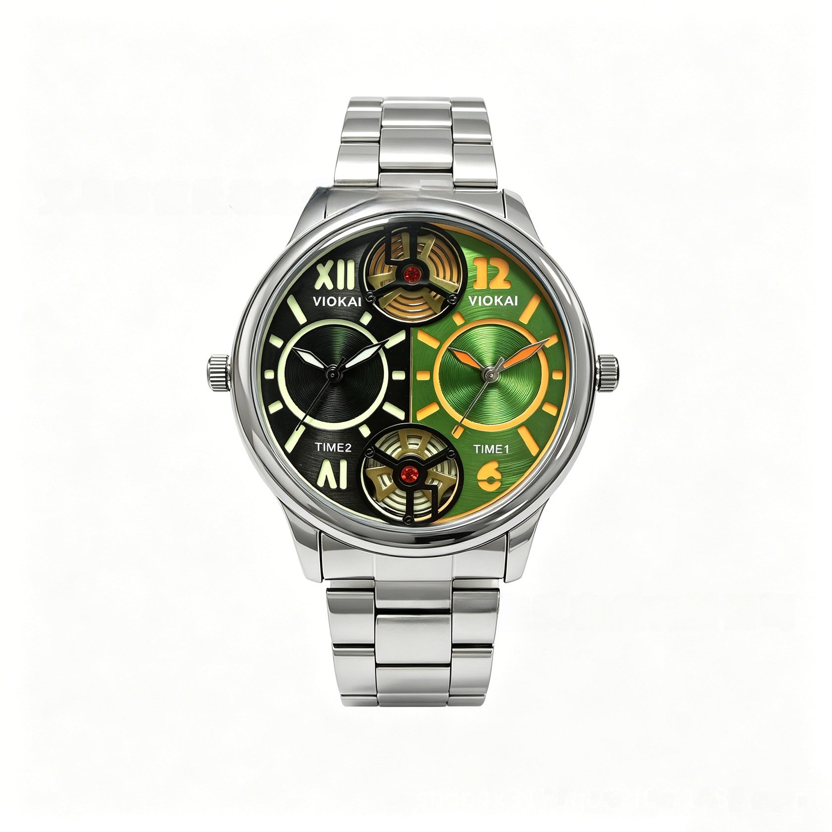 Men's Quartz Watch With Steel Belt Strap, Round Dial, Tempered Glass Mirror, Pointer Display, And Single Folding Buckle