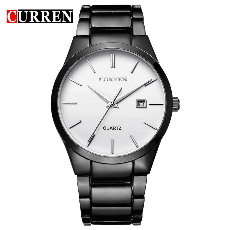 Men's Quartz Watch With Stainless Steel Strap And Pin Buckle, Round Dial Featuring Ordinary Glass Mirror And Pointer Display