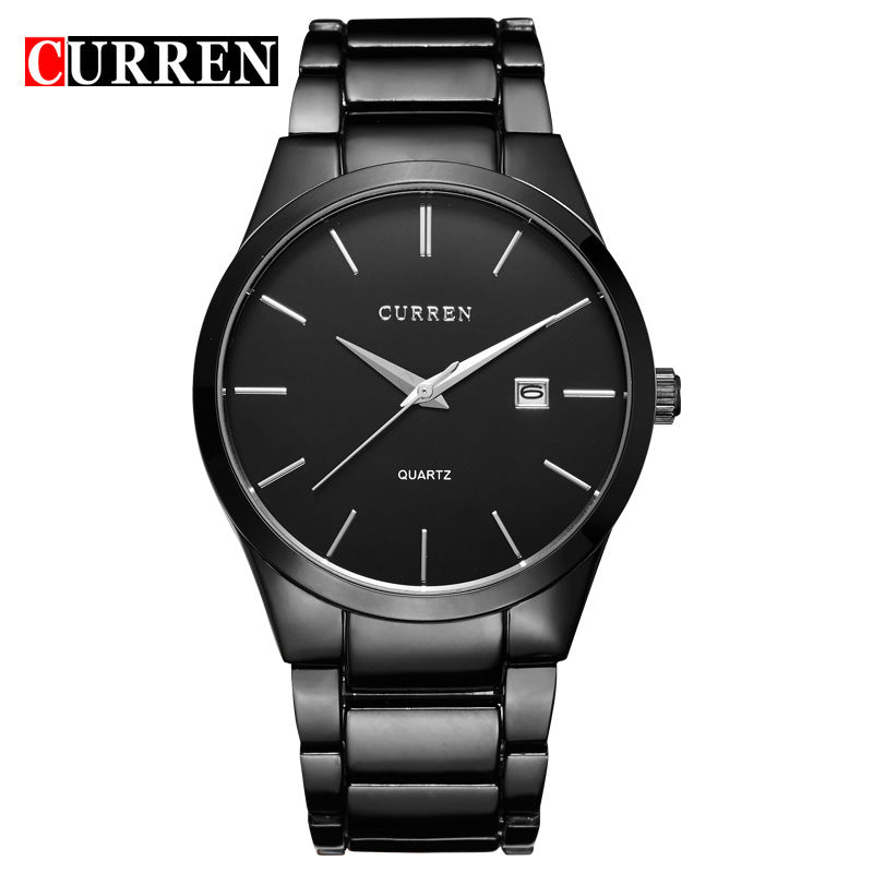 Men's Quartz Watch With Stainless Steel Strap And Pin Buckle, Round Dial Featuring Ordinary Glass Mirror And Pointer Display