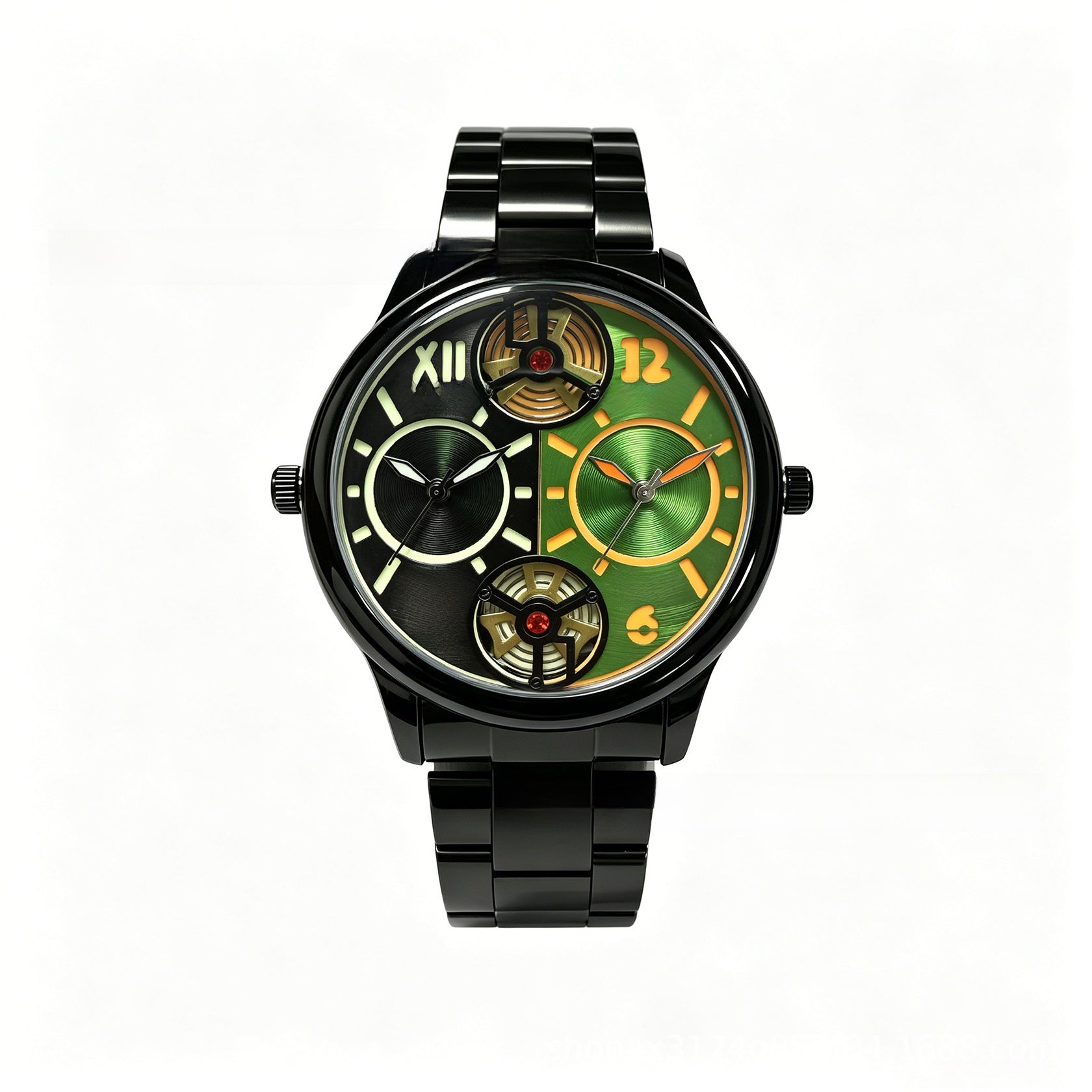 Men's Quartz Watch With Steel Belt Strap, Round Dial, Tempered Glass Mirror, Pointer Display, And Single Folding Buckle