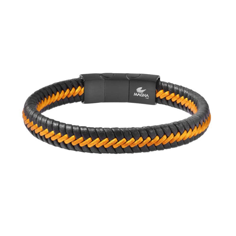 Men's Simple Style Irregular Blue Braid Bracelet Featuring Stainless Steel And Nylon Woven Chain