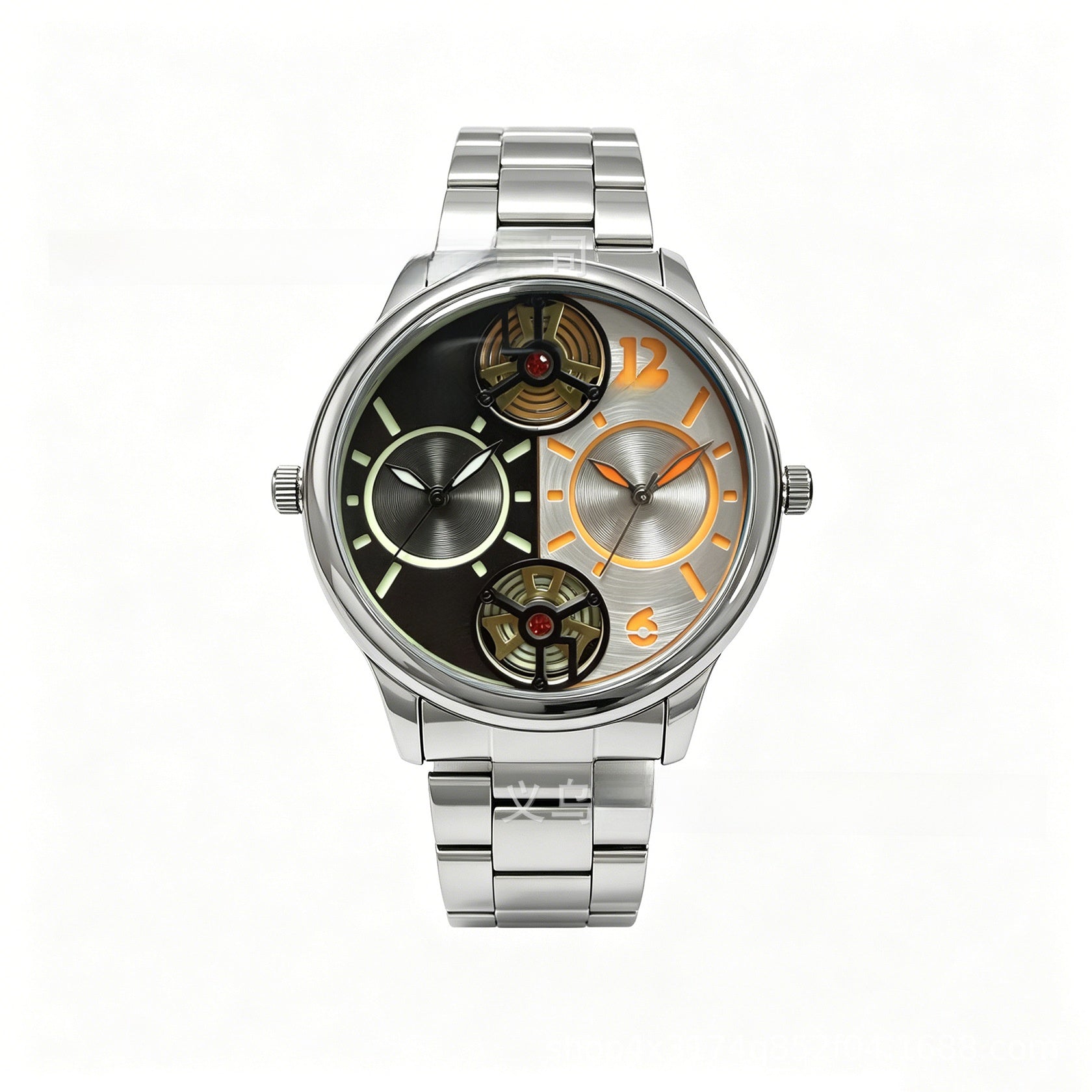 Men's Quartz Watch With Steel Belt Strap, Round Dial, Tempered Glass Mirror, Pointer Display, And Single Folding Buckle