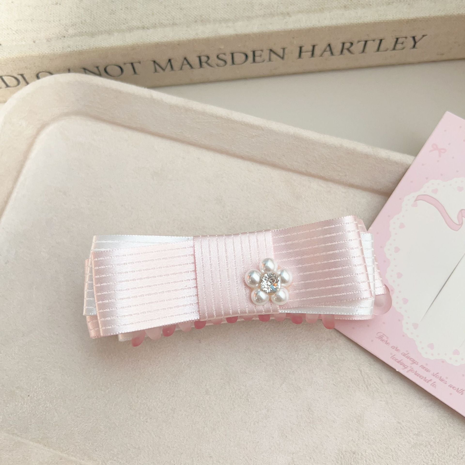 New Style Bow Tie Banana Clip Hairpin For Women In Light Blue With Mixed Materials Fabric
