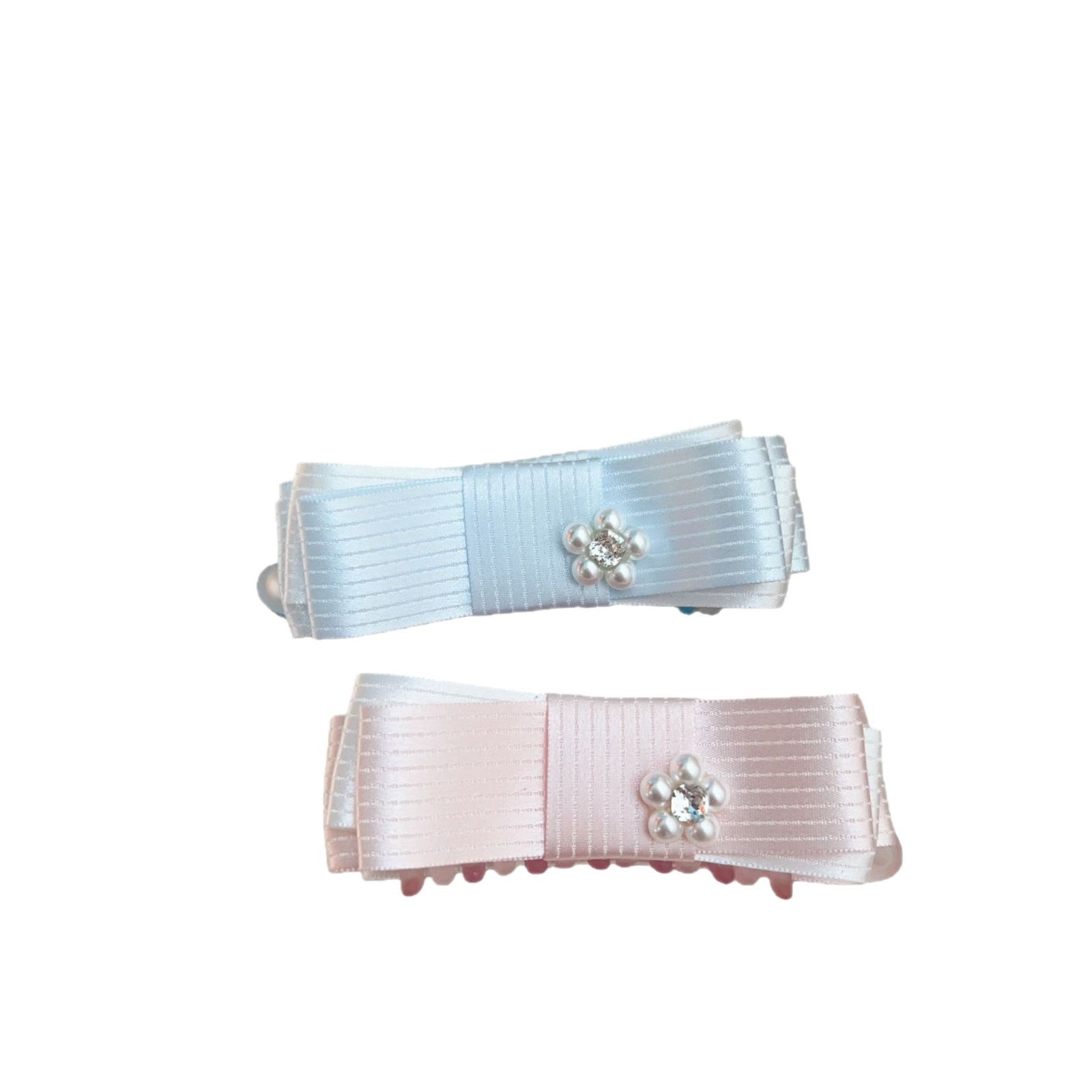 New Style Bow Tie Banana Clip Hairpin For Women In Light Blue With Mixed Materials Fabric