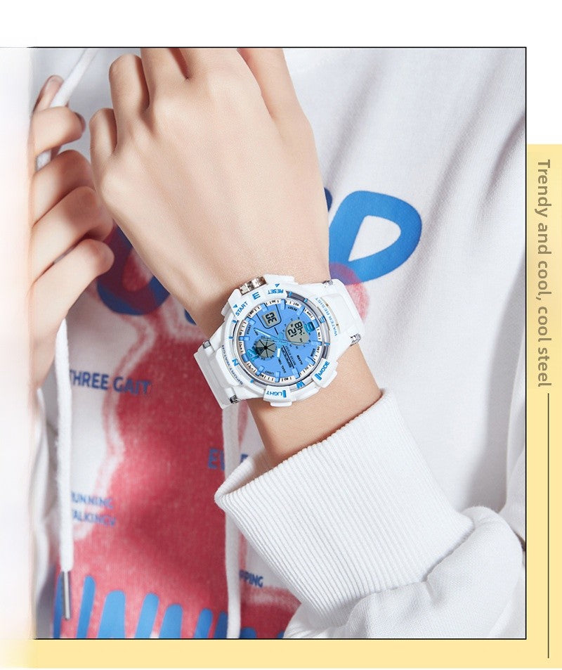 Couple Electronic Watch With Pointer Display, Round Dial, TPU Strap, And Durable ABS Case
