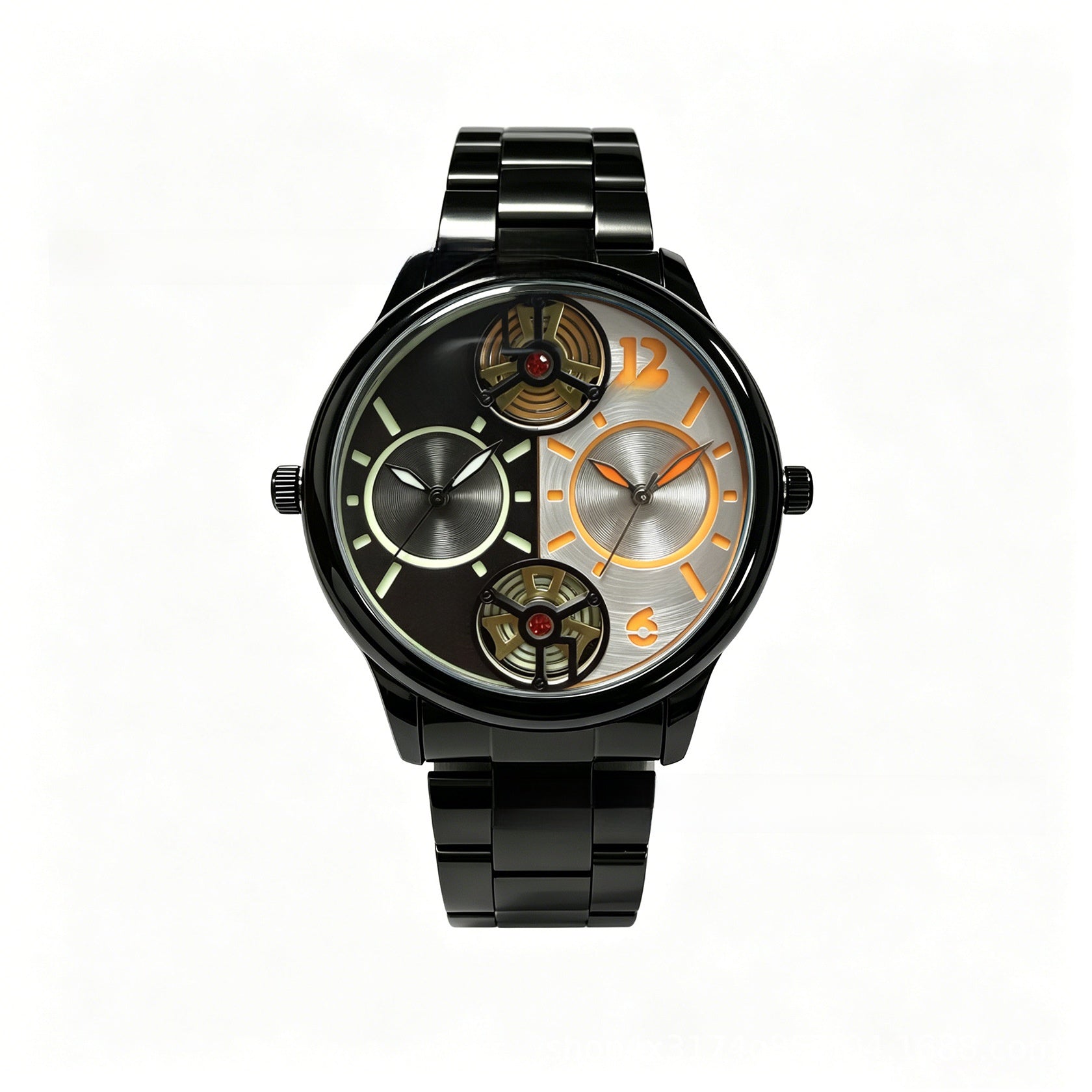 Men's Quartz Watch With Steel Belt Strap, Round Dial, Tempered Glass Mirror, Pointer Display, And Single Folding Buckle