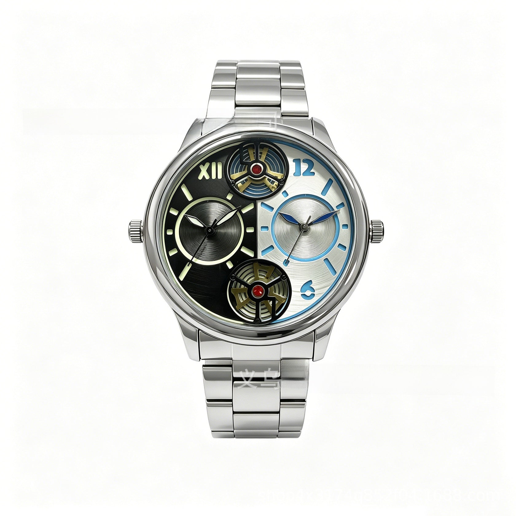 Men's Quartz Watch With Steel Belt Strap, Round Dial, Tempered Glass Mirror, Pointer Display, And Single Folding Buckle