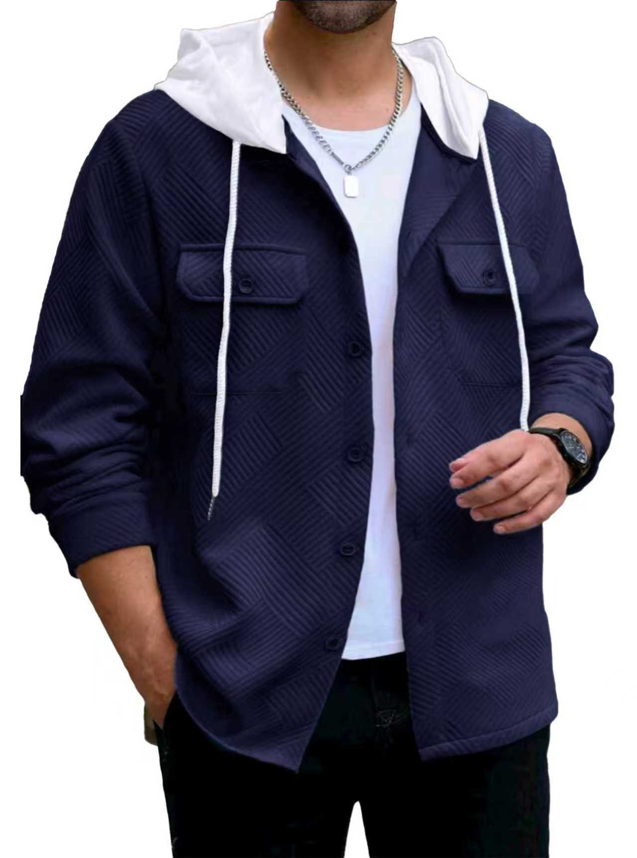 Color Block Casual Short Sleeve Hoodie In White Featuring Jacquard Polyester Fabric