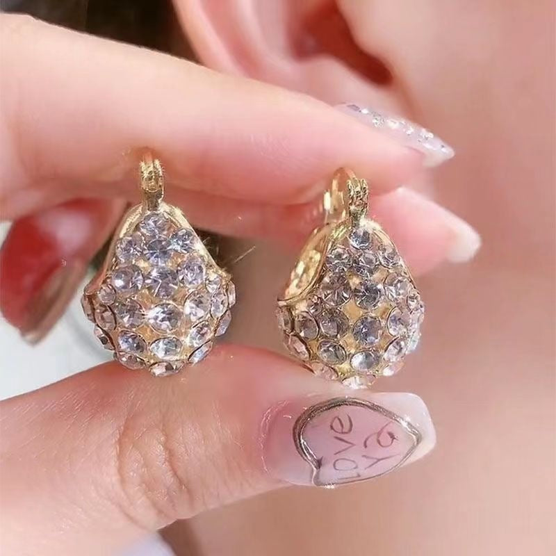 Leaf Drop Earrings For Women In Purple Alloy With Rhinestones Featuring 304 Stainless Steel Ear Pins