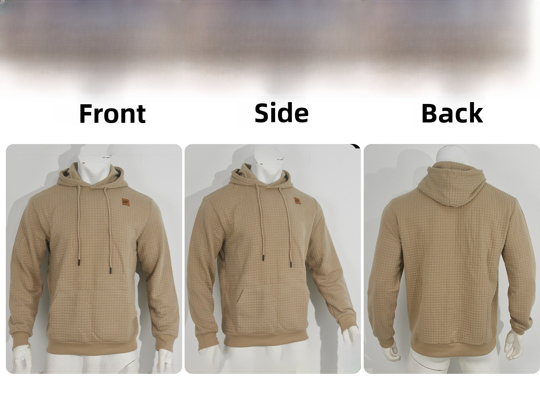 Men's Casual Gingham Long Sleeve Hoodie In White Polyester Fabric