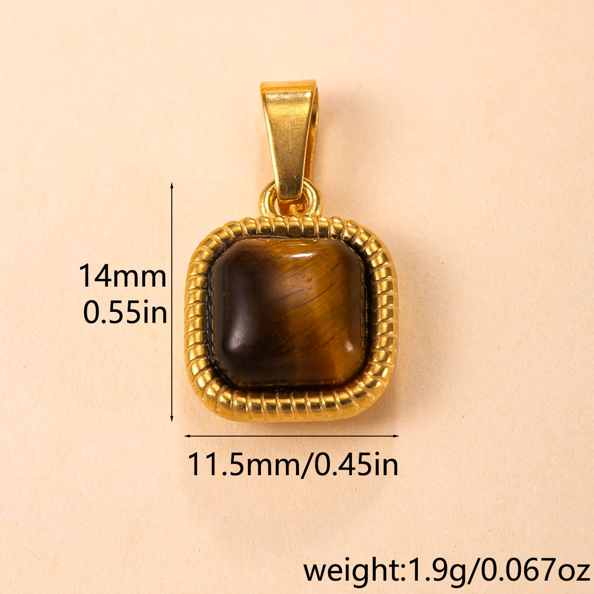 Geometric Tiger Eye Pendant For Women In Simple Style With PVD Coated Gold Plating Process