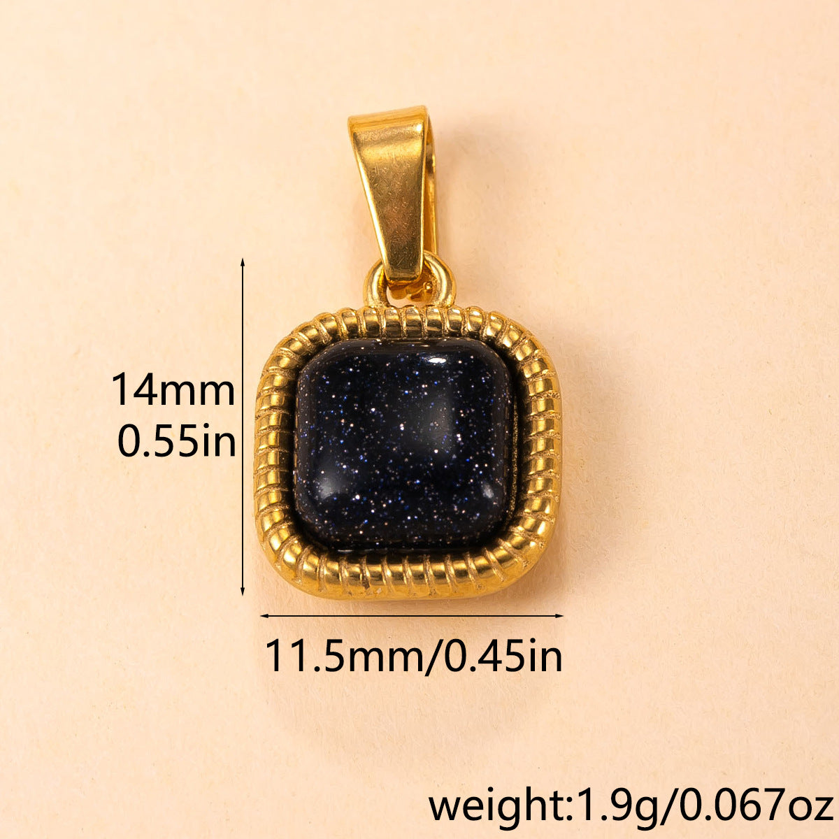 Geometric Tiger Eye Pendant For Women In Simple Style With PVD Coated Gold Plating Process