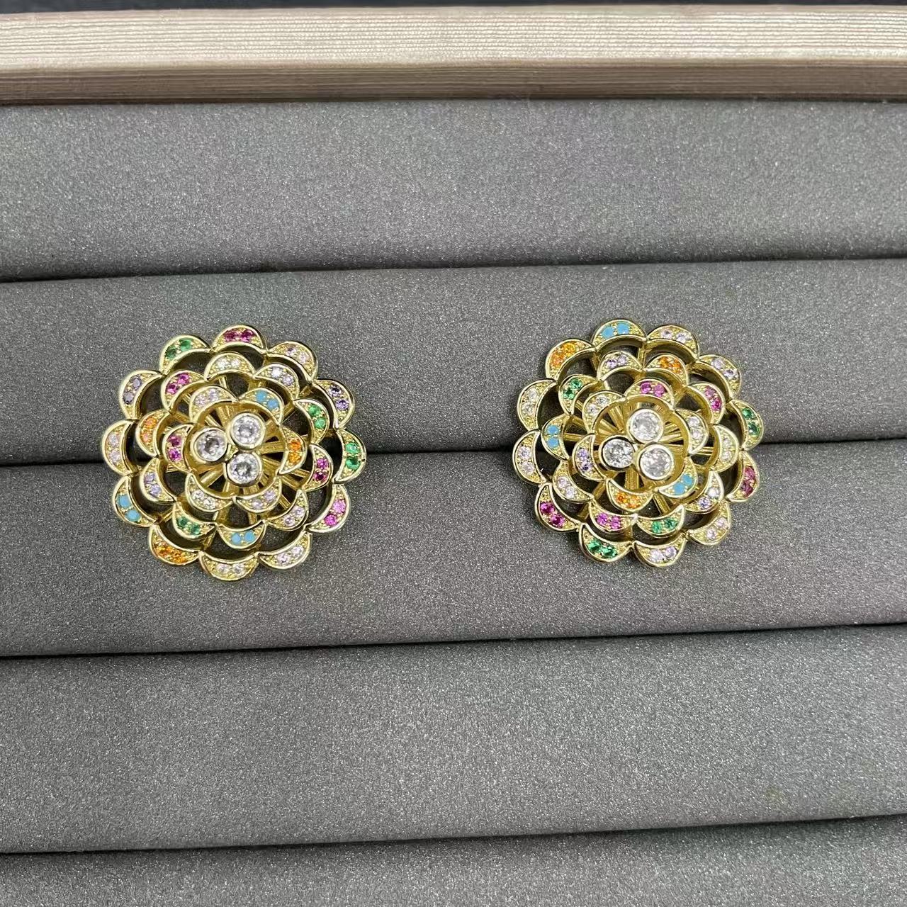 Blue Flowers Earrings For Women Featuring Copper With 925 Sterling Silver Posts In Sweet Style