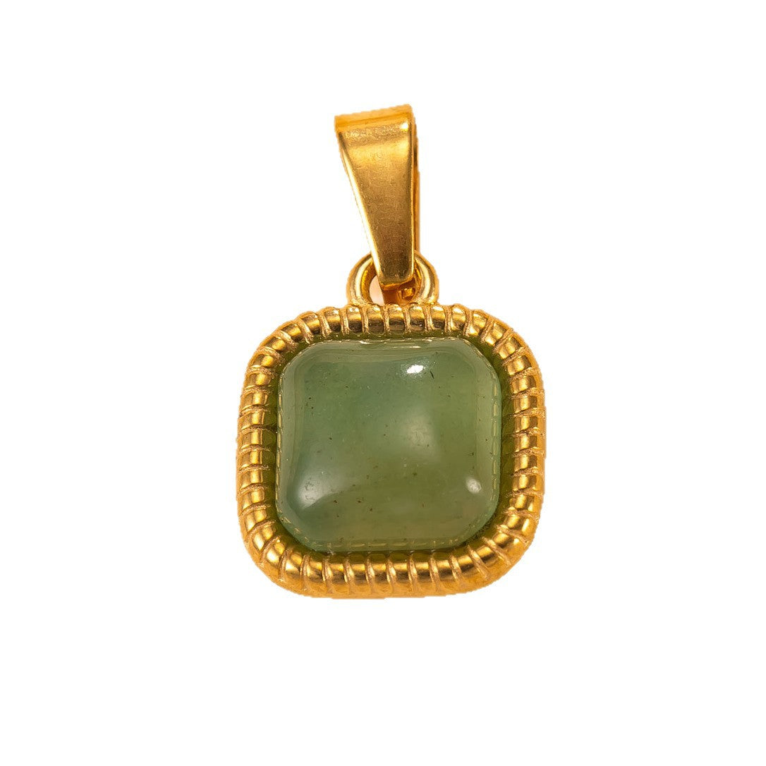 Geometric Tiger Eye Pendant For Women In Simple Style With PVD Coated Gold Plating Process