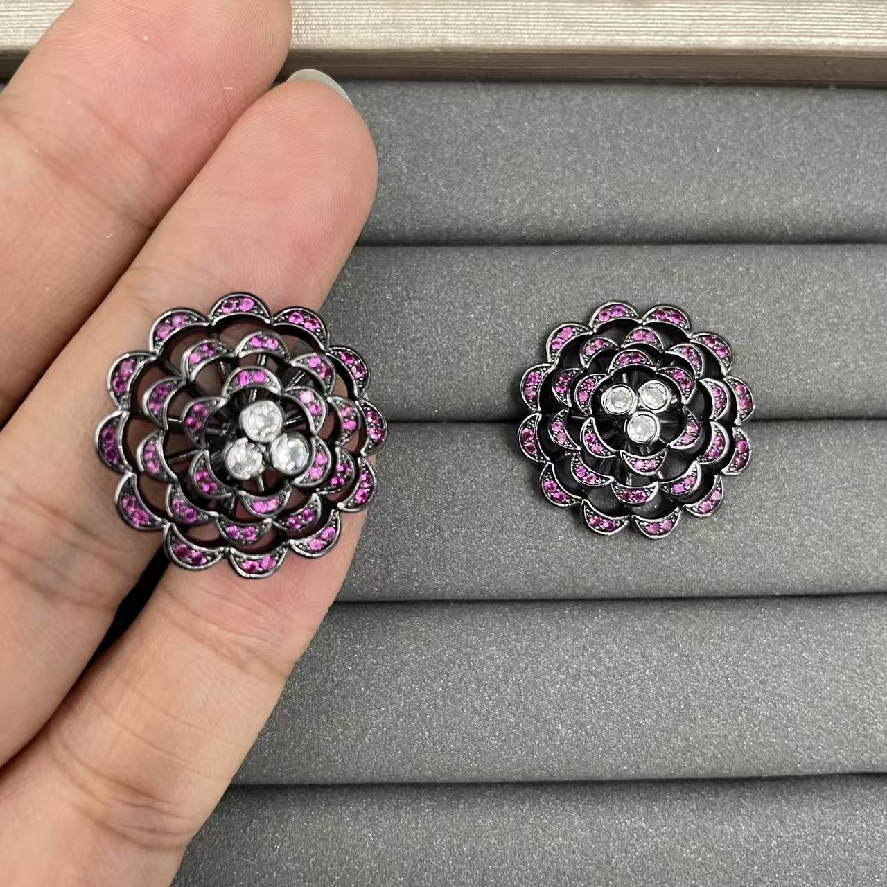 Blue Flowers Earrings For Women Featuring Copper With 925 Sterling Silver Posts In Sweet Style