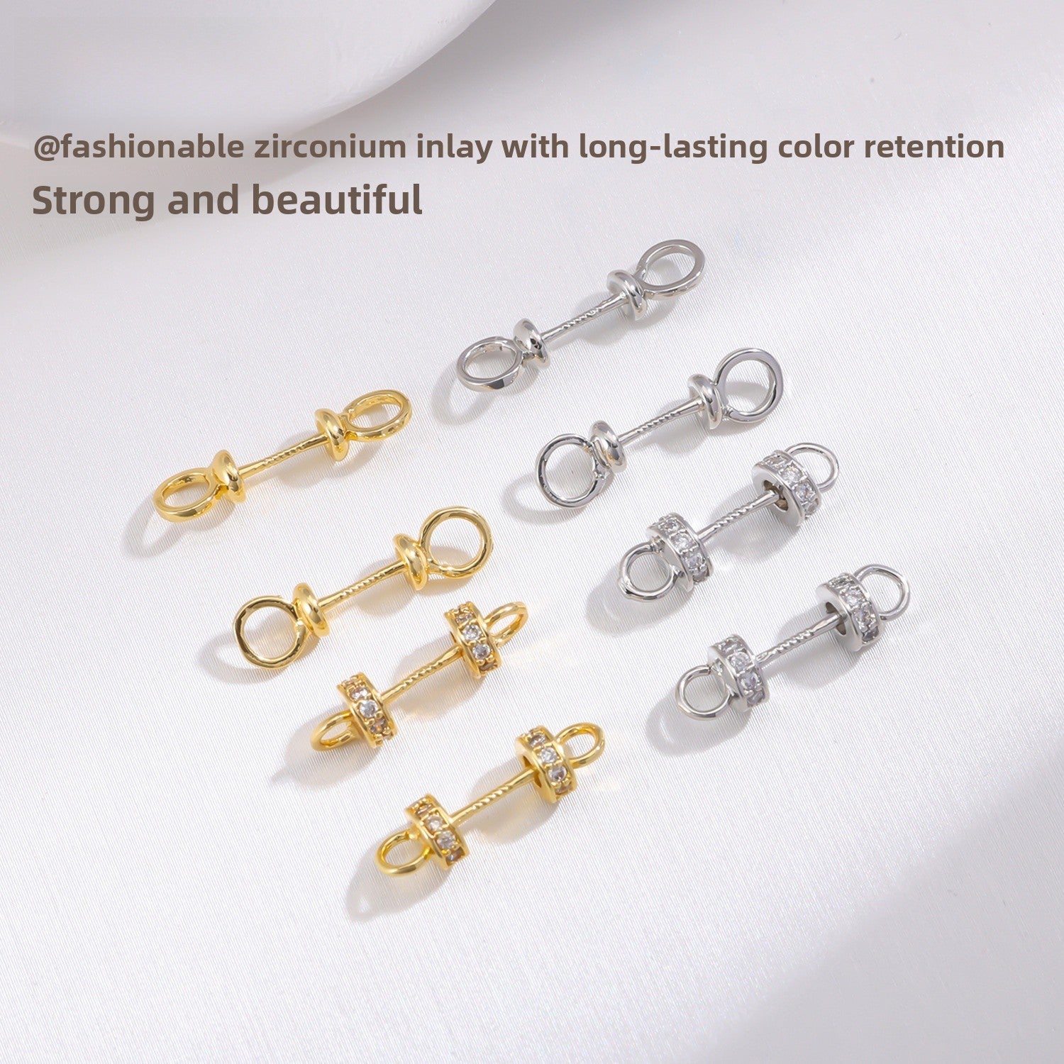 Geometric Copper Connectors With 10mm+ Hole Size, Electroplated And 18K Real Gold Plated, Featuring Zircon Inlay For Jewelry Making