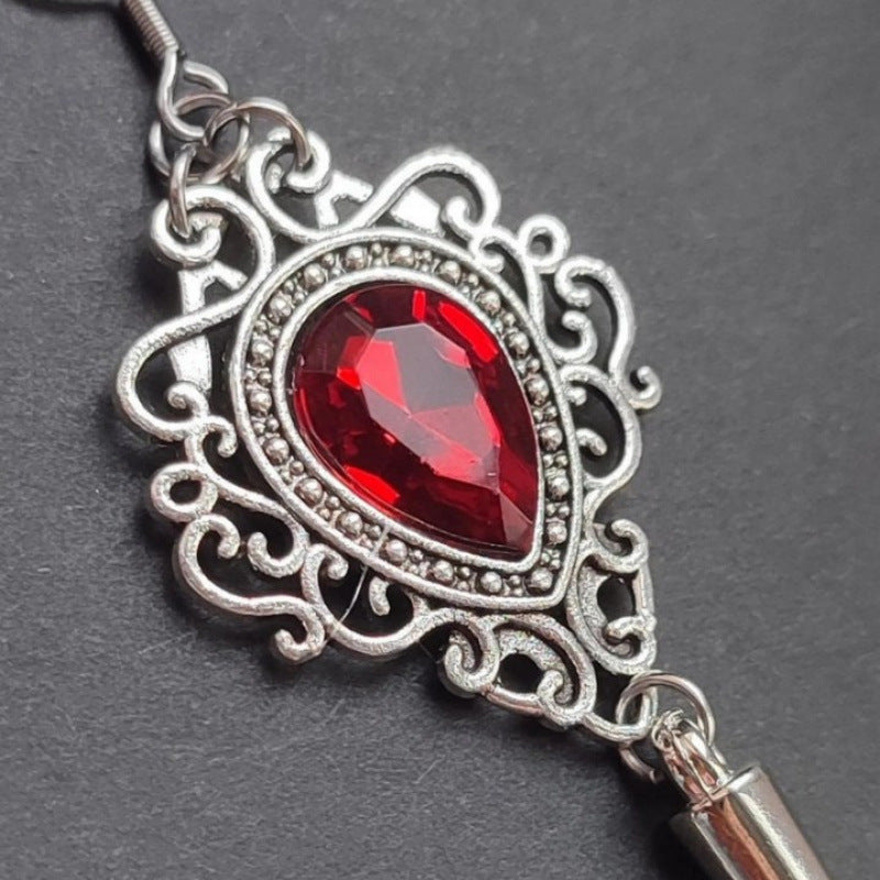Blood Stains Earrings For Women In Red Featuring Copper Ear Pins With Gothic Style