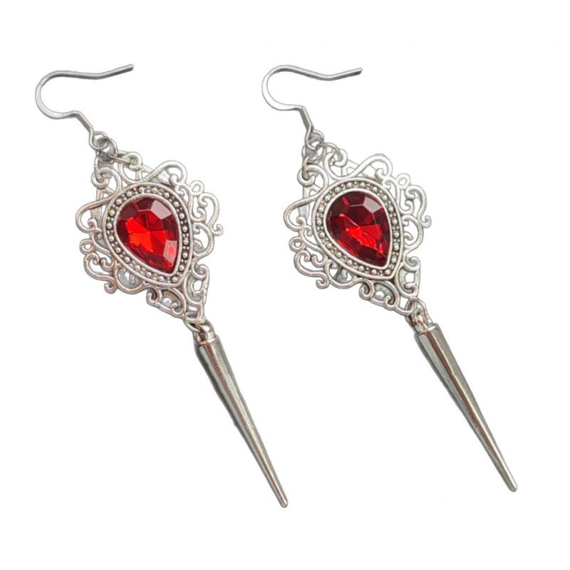 Blood Stains Earrings For Women In Red Featuring Copper Ear Pins With Gothic Style