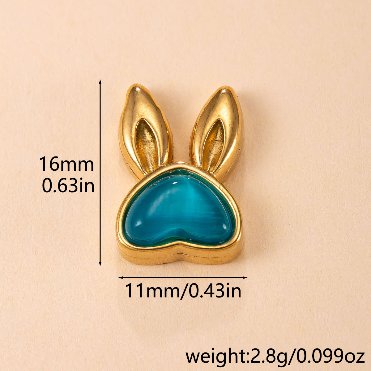 Cute Rabbit Pendant For Women In 304 Stainless Steel With Blue Cat's Eye Stone Inlay