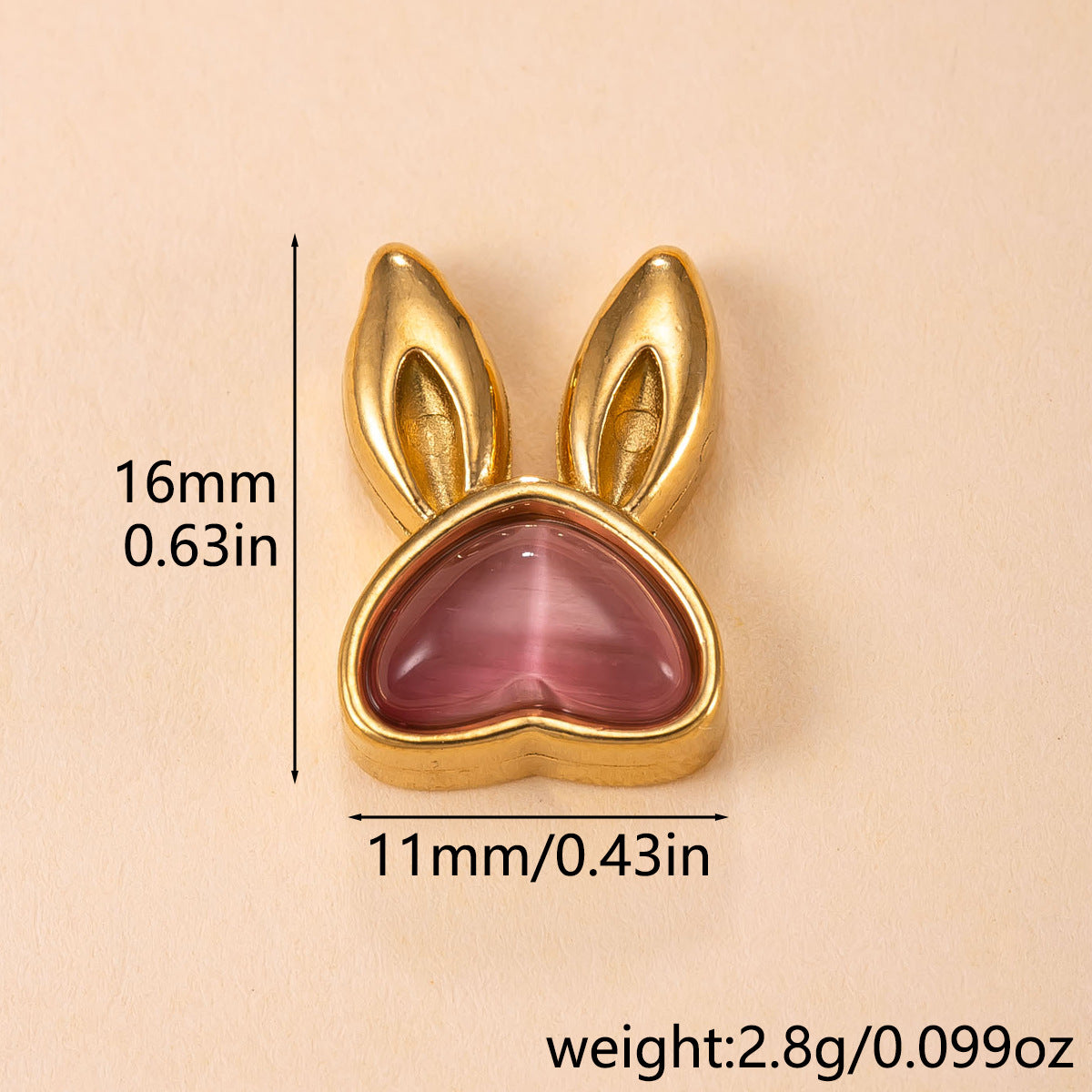 Cute Rabbit Pendant For Women In 304 Stainless Steel With Blue Cat's Eye Stone Inlay