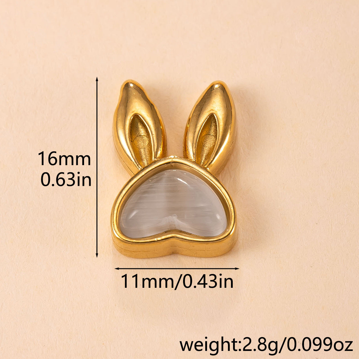 Cute Rabbit Pendant For Women In 304 Stainless Steel With Blue Cat's Eye Stone Inlay