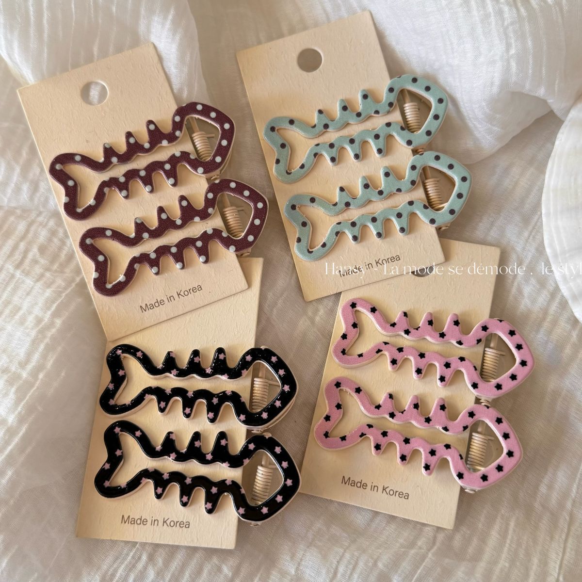 New Style Fish Bone Hairpin For Kids In Blue, Made Of Durable Alloy, Perfect For Summer Hair Accessories