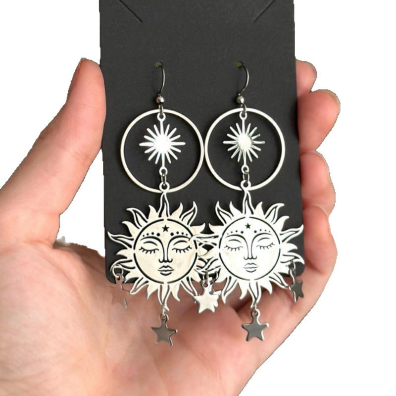 Handmade Bohemian Moon Earrings For Women In Silver Copper