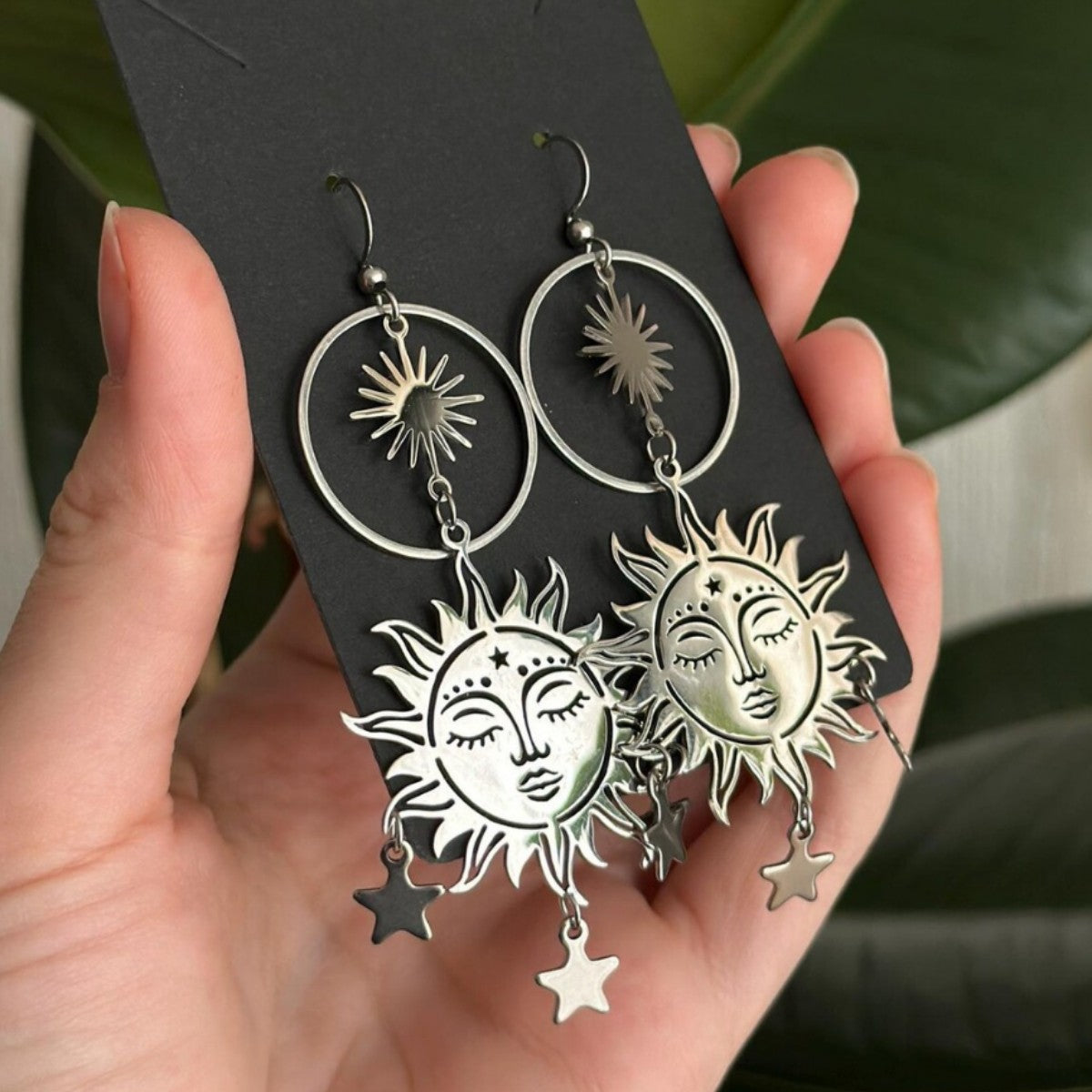 Handmade Bohemian Moon Earrings For Women In Silver Copper