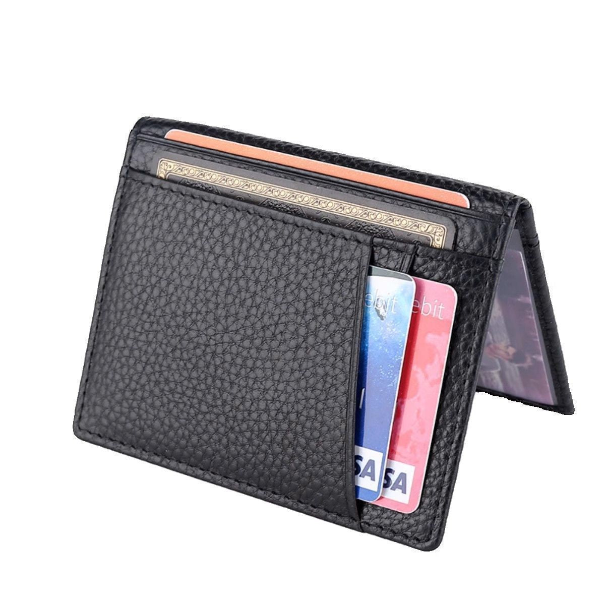 Men's Solid Color Card Holder In PU Leather, Stylish And Durable ID Wallet