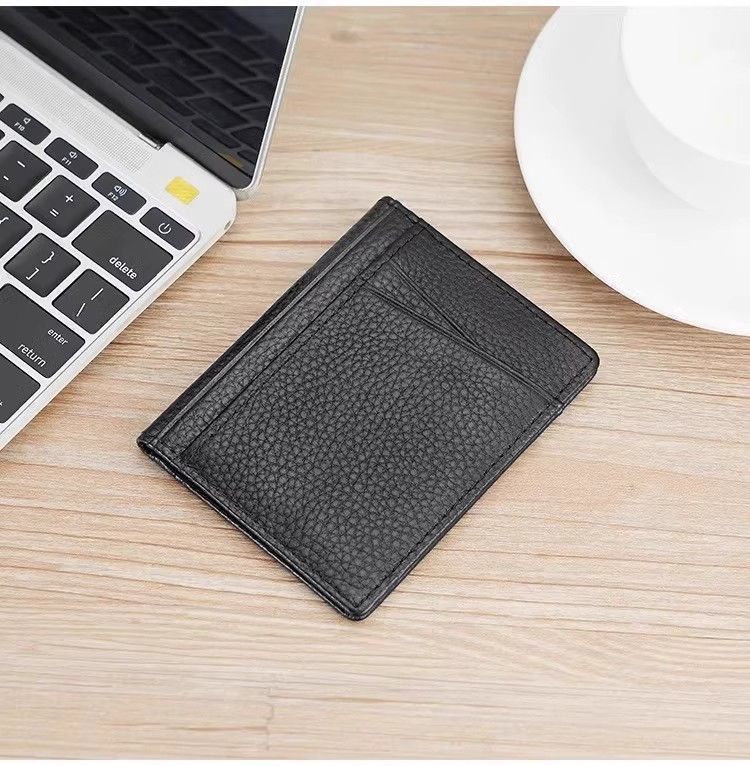 Men's Solid Color Card Holder In PU Leather, Stylish And Durable ID Wallet