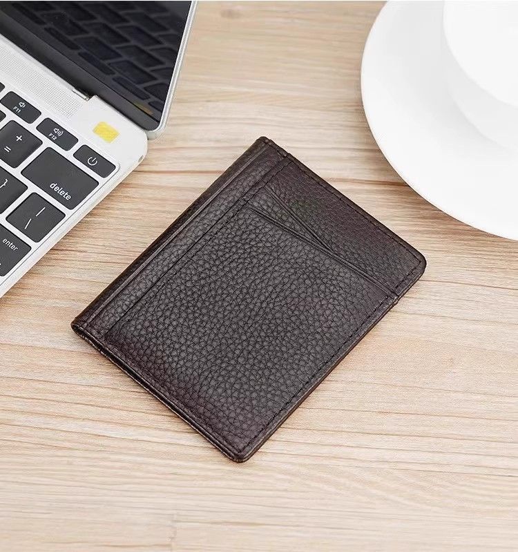 Men's Solid Color Card Holder In PU Leather, Stylish And Durable ID Wallet