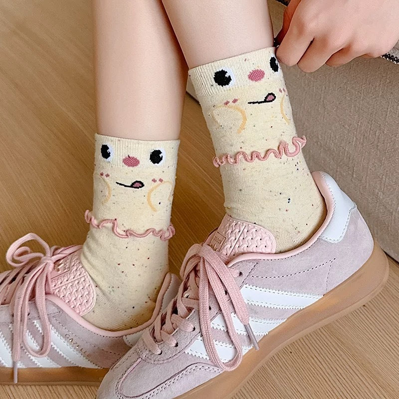 New Style Bear Pattern Women's Polyester Socks In Multicolor For Spring Sports And Casual Wear