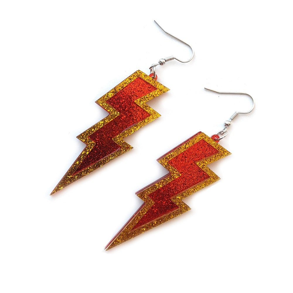 Geometric Faceted Red Acrylic Earrings With 304 Stainless Steel Posts For Women In Hip-Hop Style