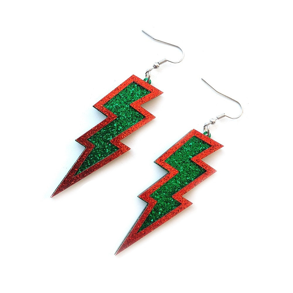 Geometric Faceted Red Acrylic Earrings With 304 Stainless Steel Posts For Women In Hip-Hop Style