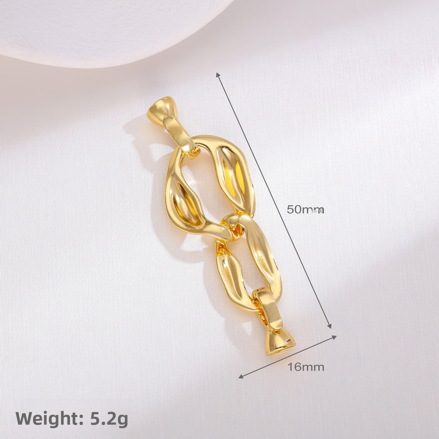 Geometric Copper Cord End Cap Featuring Electroplated 18K Real Gold Plated Finish In Gold For Jewelry Accessories