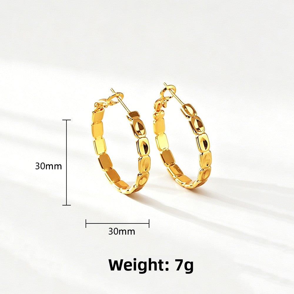 Geometric Earrings For Women In Real Gold Plated Copper Featuring 925 Sterling Silver Ear Pins