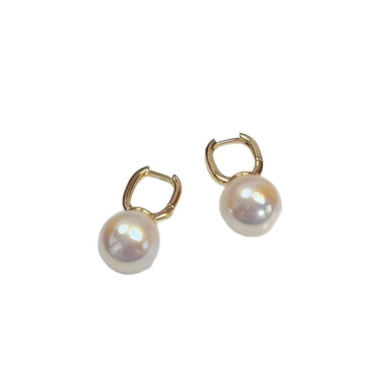 Heart Shape Earrings For Women Featuring Artificial Pearl Inlay, Electroplated Alloy With 304 Stainless Steel Ear Pins