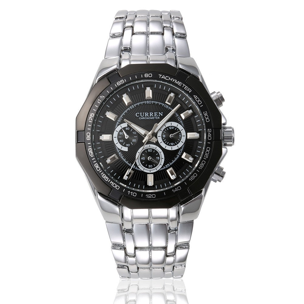 Men's Quartz Watch With Stainless Steel Strap And Pin Buckle Featuring Ordinary Glass Round Dial