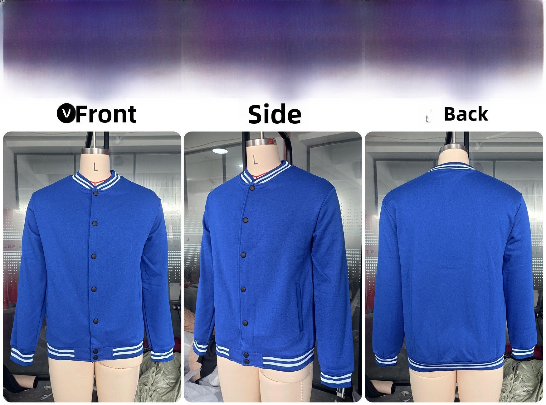 Men's Solid Color Single Breasted Jacket In Royal Blue Featuring Polyester Fabric