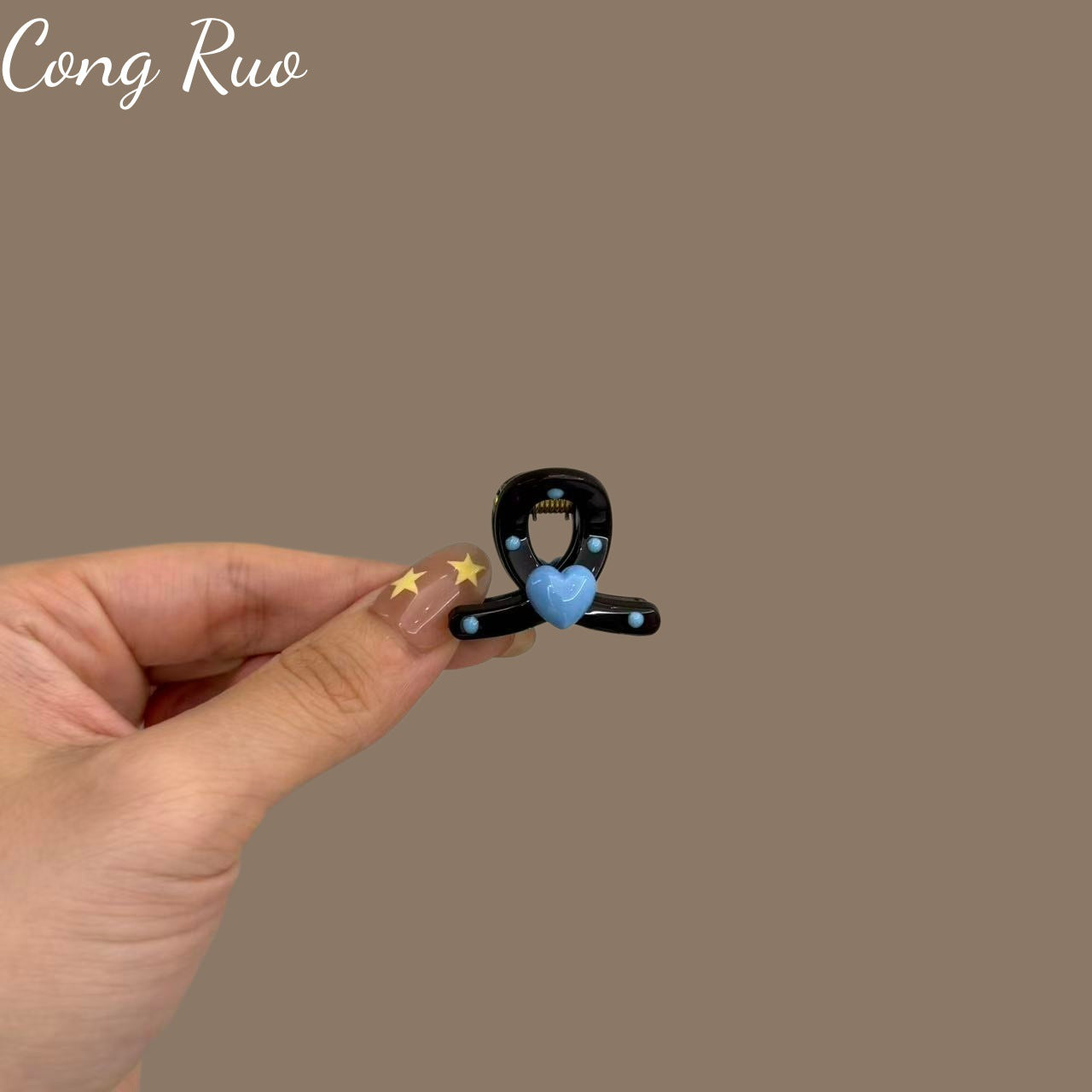 Heart Shape New Style Hair Claws For Women In Blue, Made Of Durable PC Material, 1 Pair Hairpin Accessories