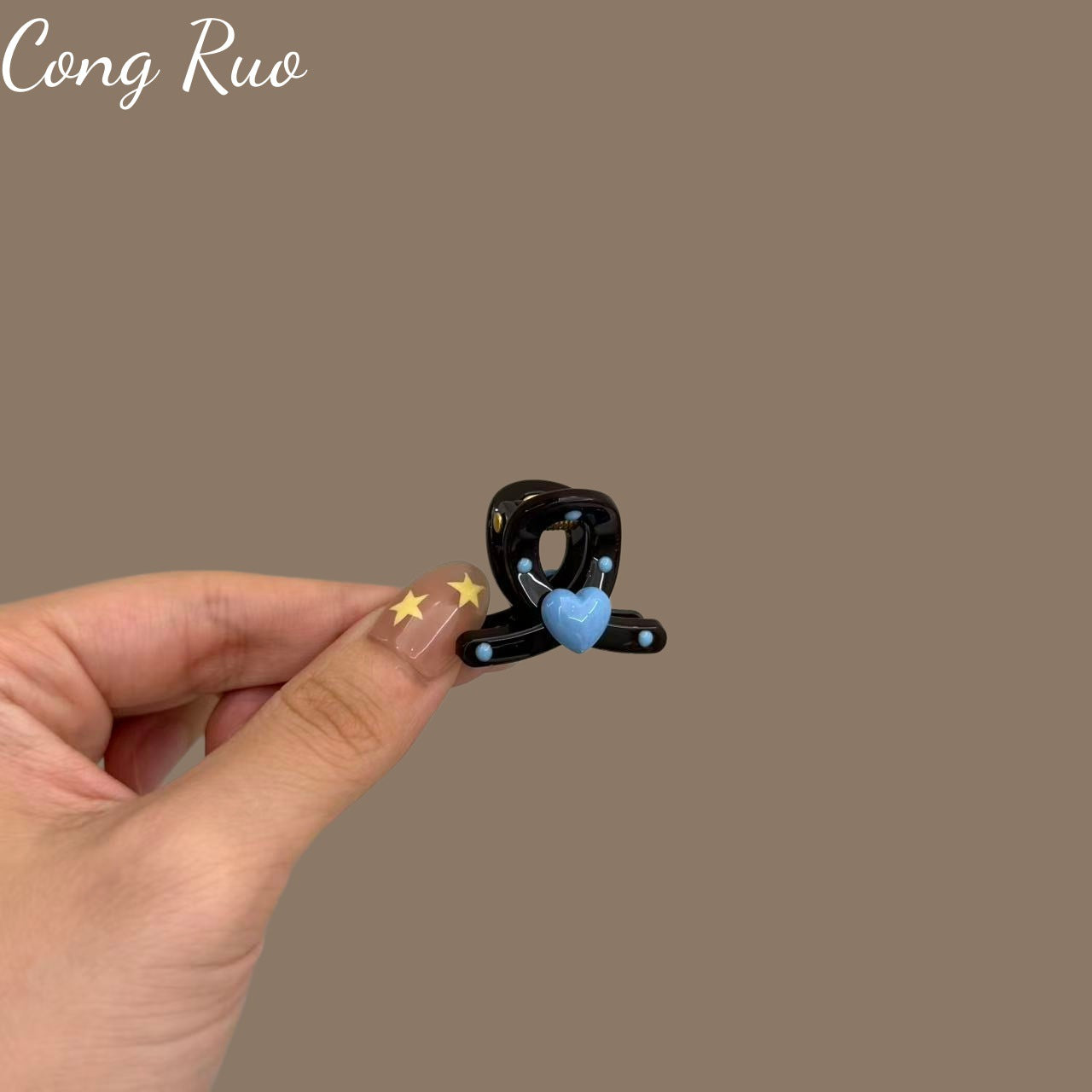 Heart Shape New Style Hair Claws For Women In Blue, Made Of Durable PC Material, 1 Pair Hairpin Accessories