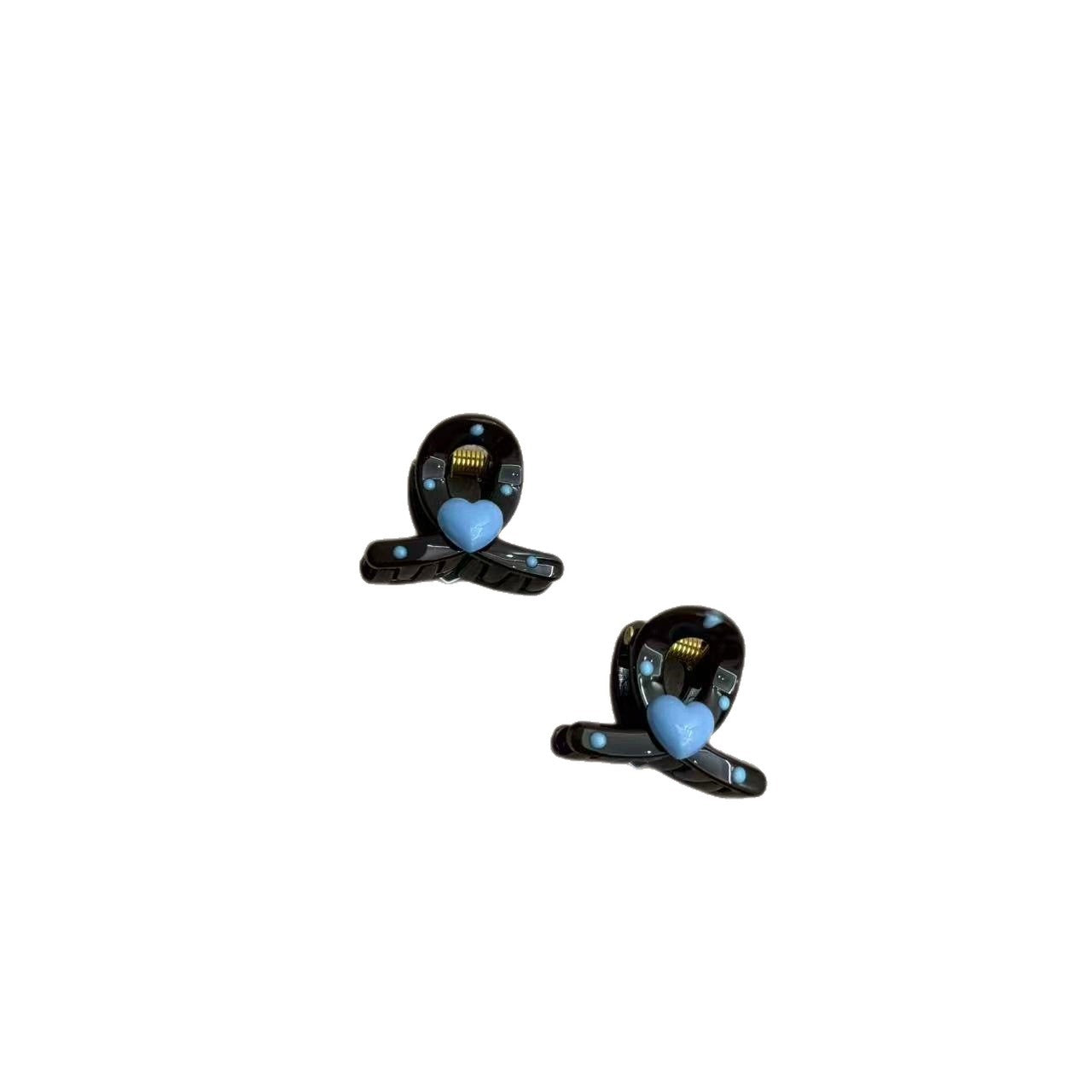 Heart Shape New Style Hair Claws For Women In Blue, Made Of Durable PC Material, 1 Pair Hairpin Accessories