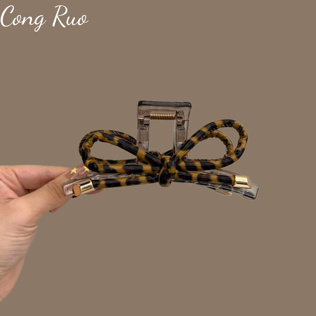 Leopard Print Hair Claws For Women In PU Leather, Stylish Hairpin Accessory For  Spring And Summer